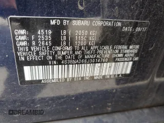 2018 Subaru Legacy Premium with VIN 4S3BNAD66J3014760, listed as a Copart auction lot 50680164 with 37,166 mi miles and Salvage Title. Bid and sale history available at carsss.com. Image 12.