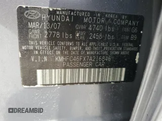 2007 Hyundai Azera SE z VIN KMHFC46FX7A216846, wystawiony jako Copart lot #60035695 z przebiegiem 197 201 mil mil oraz Szkoda całkowita • Salvage title. Historia ofert i sprzedaży dostępna na DreamBid. Obrazek 12.