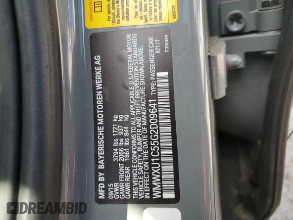 2016 MINI Hardtop 4 Door with VIN WMWXU1C55G2D09641, listed as a Copart auction lot 50567495 with 123,796 mi miles and Salvage Title. Bid and sale history available at DreamBid. Image 12.