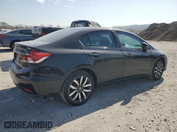 2015 Honda Civic EX-L with VIN 19XFB2F93FE094400, listed as a Copart auction lot 52739475 with 92,108 mi miles and Salvage Title. Bid and sale history available at carsss.com. Image 3.