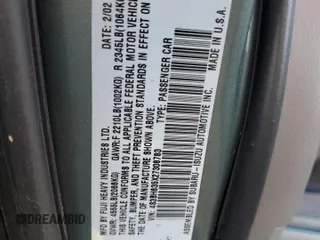 2002 Subaru Legacy L with VIN 4S3BH635X27308783, listed as a Copart auction lot 45737345 with 71,224 mi miles and Salvage title. Bid and sale history available at DreamBid. Image 13.