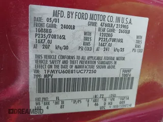 2001 Ford Explorer Sport z VIN 1FMYU60E81UC77250, wystawiony jako IAAI lot #41772987 z przebiegiem 210 869 mil mil oraz . Historia ofert i sprzedaży dostępna na DreamBid. Obrazek 9.