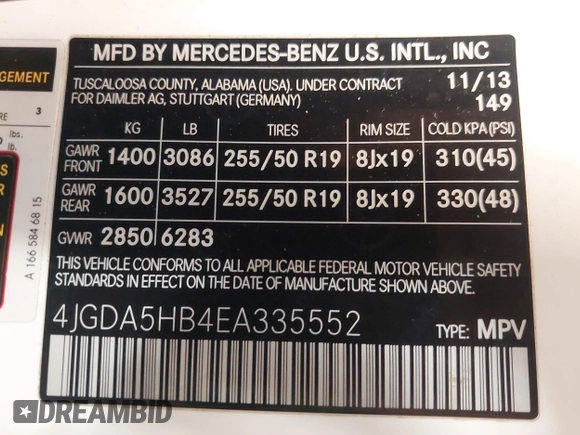 2014 Mercedes-Benz M 350 z VIN 4JGDA5HB4EA335552, wystawiony jako IAAI lot #41710609 z przebiegiem 156 523 mil mil oraz . Historia ofert i sprzedaży dostępna na DreamBid. Obrazek 9.