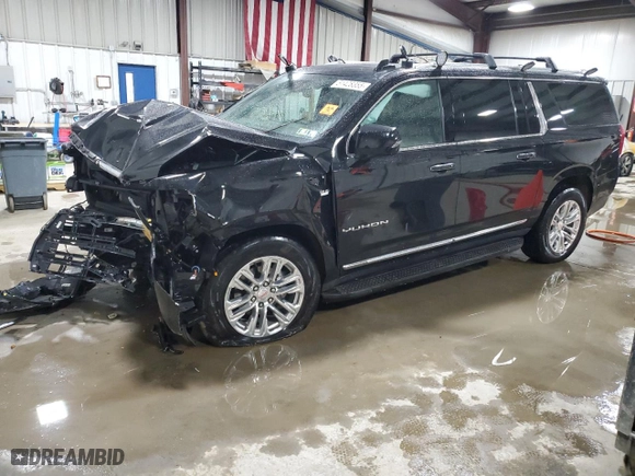 2023 GMC Yukon XL SLT with VIN 1GKS2GKD2PR255643, listed as a Copart auction lot 51428355 with 26,621 mi miles and Salvage Title. Bid and sale history available at carsss.com. Image 1.