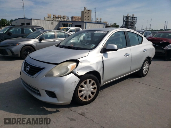 2012 Nissan Versa SV with VIN 3N1CN7AP7CL825501, listed as a Copart auction lot 63093735 with 129,227 mi miles and Salvage title. Bid and sale history available at DreamBid. Image 1.