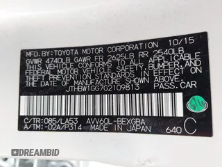 2016 Lexus ES 300h with VIN JTHBW1GG7G2109813, listed as a IAAI auction lot 42119720 with 146,698 mi miles and . Bid and sale history available at DreamBid. Image 9.