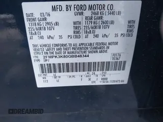 2016 Ford Edge Titanium with VIN 2FMPK3K80GBB48344, listed as a IAAI auction lot 40812473 with 65,999 mi miles. Bid and sale history available at carsss.com. Image 9.
