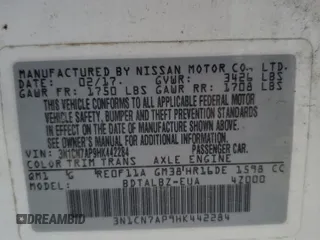 2017 Nissan Versa SV with VIN 3N1CN7AP9HK442284, listed as a Copart auction lot 58241265 with 110,065 mi miles and Salvage title. Bid and sale history available at DreamBid. Image 12.