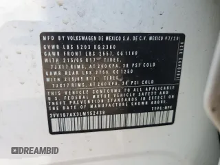 2020 Volkswagen Tiguan S z VIN 3VV1B7AX3LM152439, wystawiony jako Copart lot #53752395 z przebiegiem 48 362 mil mil oraz Szkoda całkowita • Salvage title. Historia ofert i sprzedaży dostępna na DreamBid. Obrazek 13.