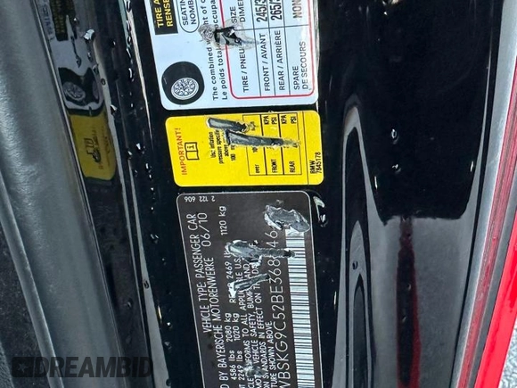2011 BMW M3 with VIN WBSKG9C52BE368646, listed as a Copart auction lot 61022745 with 201,163 mi miles and Clean title. Bid and sale history available at DreamBid. Image 10.