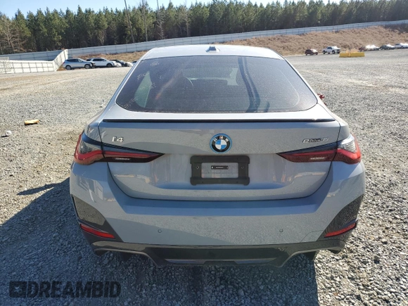 2024 BMW i4 eDrive35 with VIN WBY43AW06RFS25571, listed as a Copart auction lot 47365445 with 13,597 mi miles and Salvage Title. Bid and sale history available at carsss.com. Image 6.
