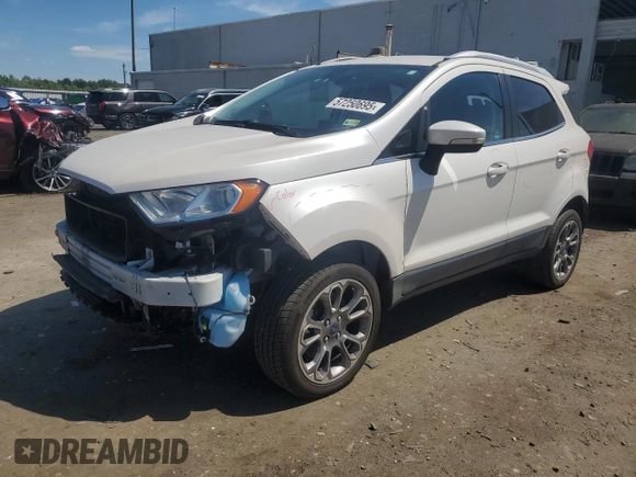 2018 Ford EcoSport Titanium z VIN MAJ6P1WL6JC171564, wystawiony jako Copart lot #57250695 z przebiegiem 63 805 mil mil oraz Szkoda całkowita • Salvage title. Historia ofert i sprzedaży dostępna na DreamBid. Obrazek 1.