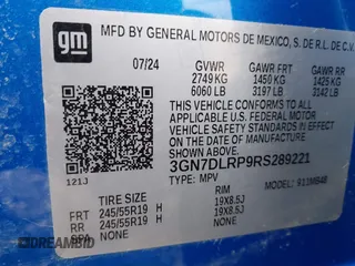 2024 Chevrolet Equinox EV LT z VIN 3GN7DLRP9RS289221, wystawiony jako IAAI lot #41995446 z przebiegiem 4109 mil mil oraz . Historia ofert i sprzedaży dostępna na DreamBid. Obrazek 9.