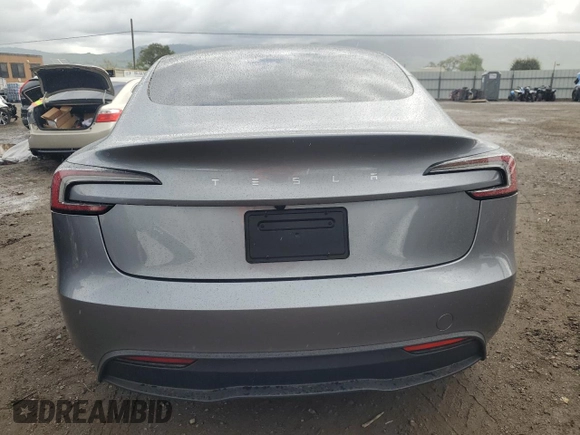 2025 Tesla Model 3 Long Range with VIN 5YJ3E1EAXSF980461, listed as a Copart auction lot 51093215 with 225 mi miles and Salvage title. Bid and sale history available at DreamBid. Image 6.