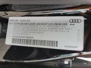 2017 Audi A3 Sedan Premium with VIN WAUAUGFFXH1063929, listed as a Copart auction lot 63546174 with 67,684 mi miles and Salvage Title. Bid and sale history available at carsss.com. Image 13.
