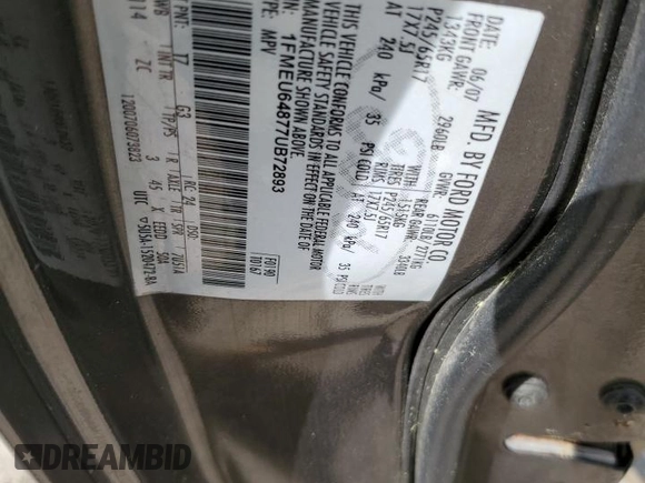 2007 Ford Explorer Eddie Bauer с VIN 1FMEU64877UB72893, выставлен на аукционе Copart как лот 49466955 с пробегом Не указан миль и Списание • Salvage title. История ставок и продаж доступна на DreamBid. Изображение 14.