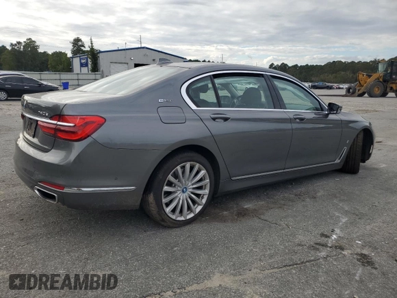 2018 BMW 7 Series 740e xDrive iPerformance with VIN WBA7J2C51JG938383, listed as a Copart auction lot 74255964 with 0 mi miles and Salvage Title. Bid and sale history available at carsss.com. Image 3.