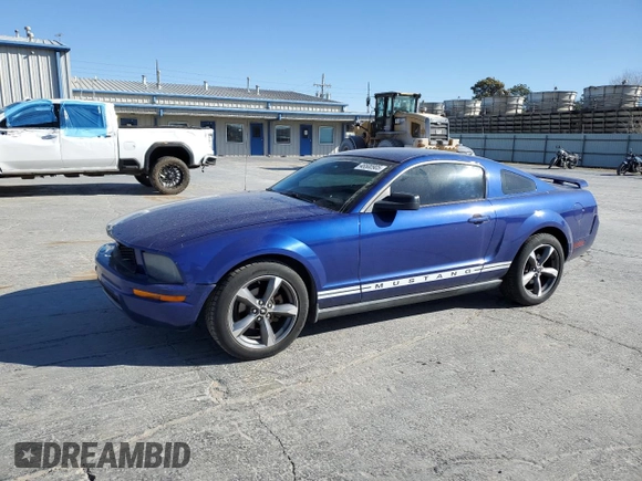 2005 Ford Mustang Deluxe with VIN 1ZVFT80N455129183, listed as a Copart auction lot 48500905 with 162,440 mi miles and Salvage Title. Bid and sale history available at carsss.com. Image 1.
