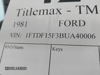 1981 Ford F-150 с VIN 1FTDF15F3BUA40006, выставлен на аукционе IAAI как лот 42456045 с пробегом 53 417 миль миль и . История ставок и продаж доступна на DreamBid. Изображение 9.