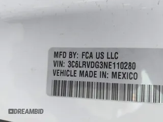 2022 Ram ProMaster Cargo with VIN 3C6LRVDG3NE110280, listed as a IAAI auction lot 40763747 with Not Provided miles and . Bid and sale history available at carsss.com. Image 9.