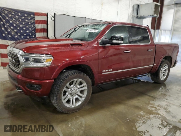 2020 Ram 1500 Limited with VIN 1C6SRFHT1LN141853, listed as a Copart auction lot 62845155 with 109,772 mi miles and Salvage title. Bid and sale history available at DreamBid. Image 1.