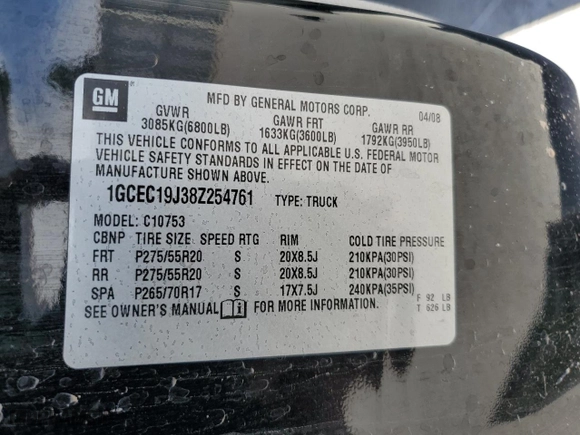 2008 Chevrolet Silverado 1500 LT w/1LT with VIN 1GCEC19J38Z254761, listed as a Copart auction lot 45311935 with 176,226 mi miles and Salvage Title. Bid and sale history available at carsss.com. Image 14.