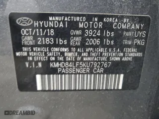 2019 Hyundai Elantra Preferred with VIN KMHD84LF5KU792767, listed as a Copart auction lot 53934515 with 67,461 mi miles and Salvage Title. Bid and sale history available at carsss.com. Image 12.