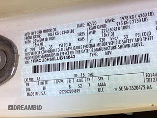 2020 Ford Escape SEL with VIN 1FMCU0H60LUB14843, listed as a IAAI auction lot 42731338 with 87,333 mi miles and . Bid and sale history available at DreamBid. Image 17.