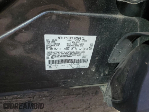 2016 Ford Edge SEL with VIN 2FMPK3J86GBC23372, listed as a Copart auction lot 50244005 with 157,777 mi miles and Salvage Title. Bid and sale history available at carsss.com. Image 13.