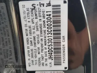 2003 Acura RSX Type S with VIN JH4DC53013C003041, listed as a Copart auction lot 78472764 with 107,036 mi miles and Salvage Title. Bid and sale history available at carsss.com. Image 12.