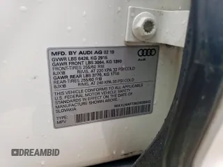 2019 Audi Q7 Premium Plus with VIN WA1LHAF73KD035542, listed as a Copart auction lot 60474105 with 75,950 mi miles and Salvage title. Bid and sale history available at DreamBid. Image 14.