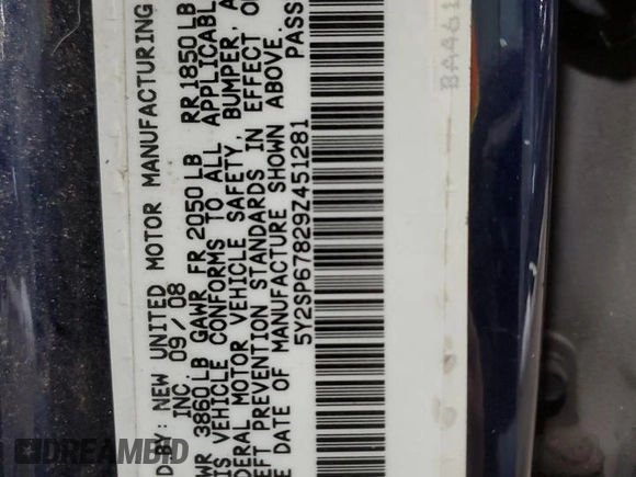 2009 Pontiac Vibe 1SA z VIN 5Y2SP67829Z451281, wystawiony jako Copart lot #45179615 z przebiegiem 200 037 mil mil oraz Szkoda całkowita • Salvage title. Historia ofert i sprzedaży dostępna na DreamBid. Obrazek 12.