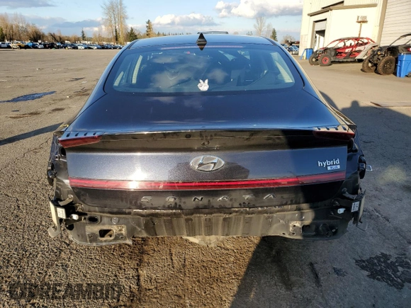 2022 Hyundai Sonata Hybrid Blue with VIN KMHL24JJ8NA040815, listed as a Copart auction lot 44653955 with 92,090 mi miles and Salvage Title. Bid and sale history available at carsss.com. Image 6.