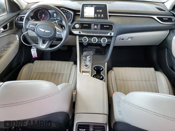 2019 Genesis G70 2.0T Advanced with VIN KMTG34LA2KU035041, listed as a Copart auction lot 52457484 with 43,490 mi miles and Salvage Title. Bid and sale history available at carsss.com. Image 8.