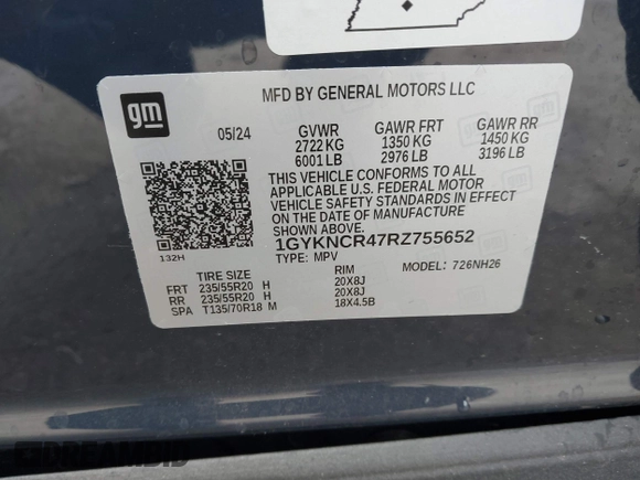 2024 Cadillac XT5 FWD Premium Luxury with VIN 1GYKNCR47RZ755652, listed as a IAAI auction lot 41512069 with 10,243 mi miles. Bid and sale history available at carsss.com. Image 9.