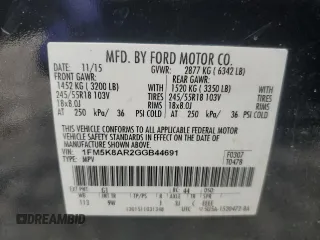 2016 Ford Police Interceptor Utility z VIN 1FM5K8AR2GGB44691, wystawiony jako Copart lot #58399765 z przebiegiem 179 557 mil mil oraz Czysty tytuł • Clean title. Historia ofert i sprzedaży dostępna na DreamBid. Obrazek 14.