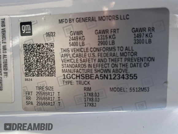 2022 Chevrolet Colorado 2WD Work Truck z VIN 1GCHSBEA5N1234355, wystawiony jako Copart lot #50045205 z przebiegiem 29 832 mil mil oraz Szkoda całkowita • Salvage title. Historia ofert i sprzedaży dostępna na DreamBid. Obrazek 10.