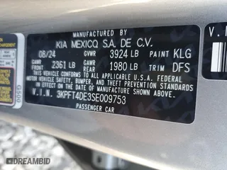 2025 Kia K4 LXS with VIN 3KPFT4DE3SE009753, listed as a Copart auction lot 77981004 with 611 mi miles and Salvage Title. Bid and sale history available at carsss.com. Image 13.