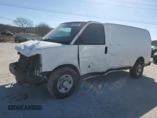 2013 Chevrolet Express Cargo Van with VIN 1GCWGFBA3D1141367, listed as a Copart auction lot 46485055 with 338,309 mi miles and Clean Title. Bid and sale history available at carsss.com. Image 1.