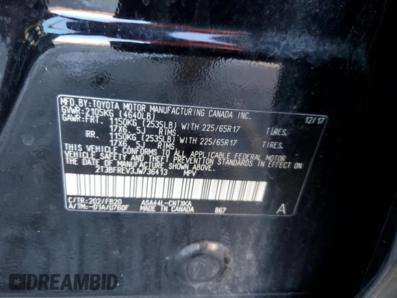 2018 Toyota RAV4 LE с VIN 2T3BFREV3JW736413, выставлен на аукционе Copart как лот 88120515 с пробегом 138 164 миль миль и Списание • Salvage title. История ставок и продаж доступна на DreamBid. Изображение 13.