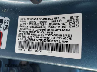 2013 Honda CR-V EX-L with VIN 5J6RM3H77DL003037, listed as a IAAI auction lot 41856095 with 151,337 mi miles and . Bid and sale history available at DreamBid. Image 9.