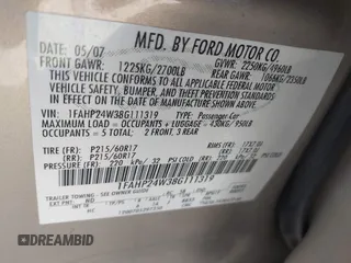 2008 Ford Taurus SEL with VIN 1FAHP24W38G111319, listed as a IAAI auction lot 41585092 with 216,419 mi miles. Bid and sale history available at carsss.com. Image 9.