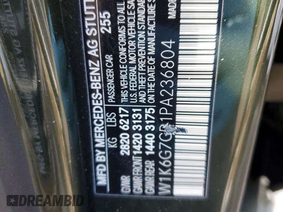 2023 Mercedes-Benz S-Class S 580 with VIN W1K6G7GB1PA236804, listed as a Copart auction lot 89270895 with 0 mi miles and Salvage Title. Bid and sale history available at carsss.com. Image 12.