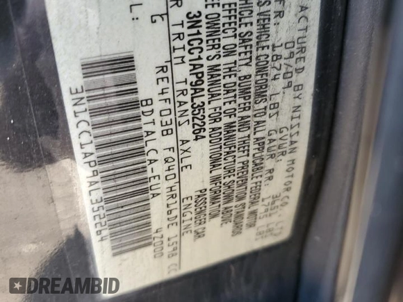 2010 Nissan Versa 1.6 with VIN 3N1CC1AP9AL352264, listed as a Copart auction lot 87299774 with 147,472 mi miles and Salvage Title. Bid and sale history available at carsss.com. Image 15.