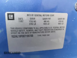 2008 Pontiac G5 with VIN 1G2AL18F887188705, listed as a IAAI auction lot 40978694 with 148,438 mi miles. Bid and sale history available at carsss.com. Image 9.