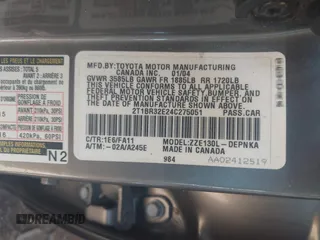 2004 Toyota Corolla CE with VIN 2T1BR32E24C275051, listed as a IAAI auction lot 42018700 with 150,845 mi miles and . Bid and sale history available at DreamBid. Image 9.