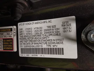 2020 Honda CR-V EX with VIN 5J6RW2H54LL009119, listed as a IAAI auction lot 42057182 with 60,947 mi miles. Bid and sale history available at carsss.com. Image 9.