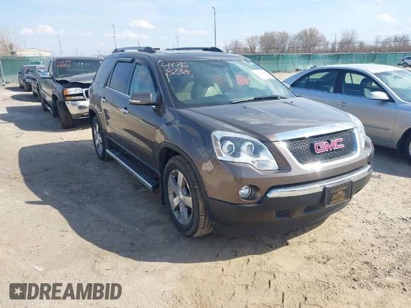 2012 GMC Acadia SLT1 with VIN 1GKKVRED0CJ211129, listed as a IAAI auction lot 41768238 with 131,982 mi miles and . Bid and sale history available at DreamBid. Image 1.