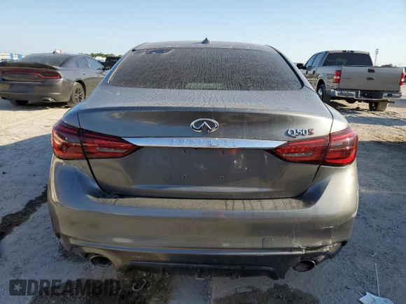 2019 Infiniti Q50 3.0t LUXE with VIN JN1EV7ARXKM555808, listed as a Copart auction lot 53488325 with 43,836 mi miles and Salvage Title. Bid and sale history available at carsss.com. Image 6.