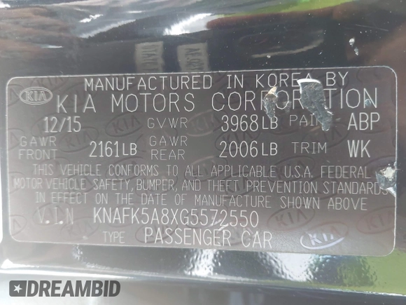 2016 Kia Forte LX z VIN KNAFK5A8XG5572550, wystawiony jako IAAI lot #42314657 z przebiegiem 113 265 mil mil oraz . Historia ofert i sprzedaży dostępna na DreamBid. Obrazek 9.
